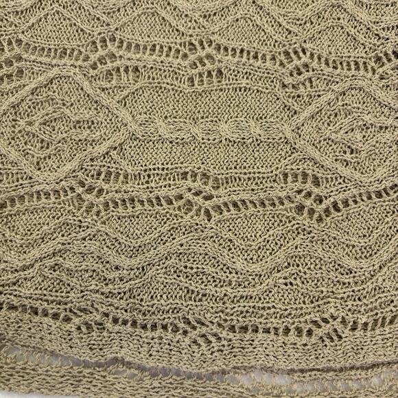 Coldwater Creek Crochet Open Knit Pullover Short Sleeve Sweater Tan Size XL 16 - Picture 3 of 14